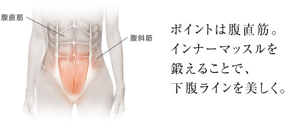ポイントは腹直筋。インナーマッスルを鍛えることで、下腹ラインを美しく。